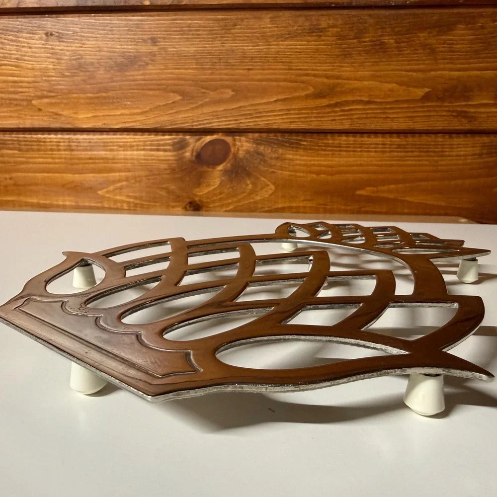 Leonard Silverplate Pineapple Trivet Vintage Footed Wall Hanging Made in Italy